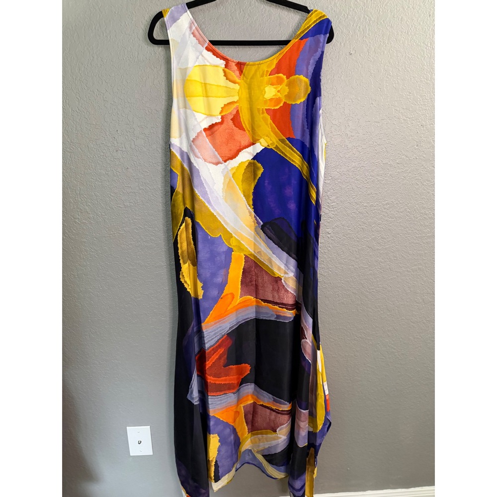 Ulla Popken Abstract Painterly Print Sleeveless Maxi Dress 16/18 Wild Bright - Picture 9 of 10